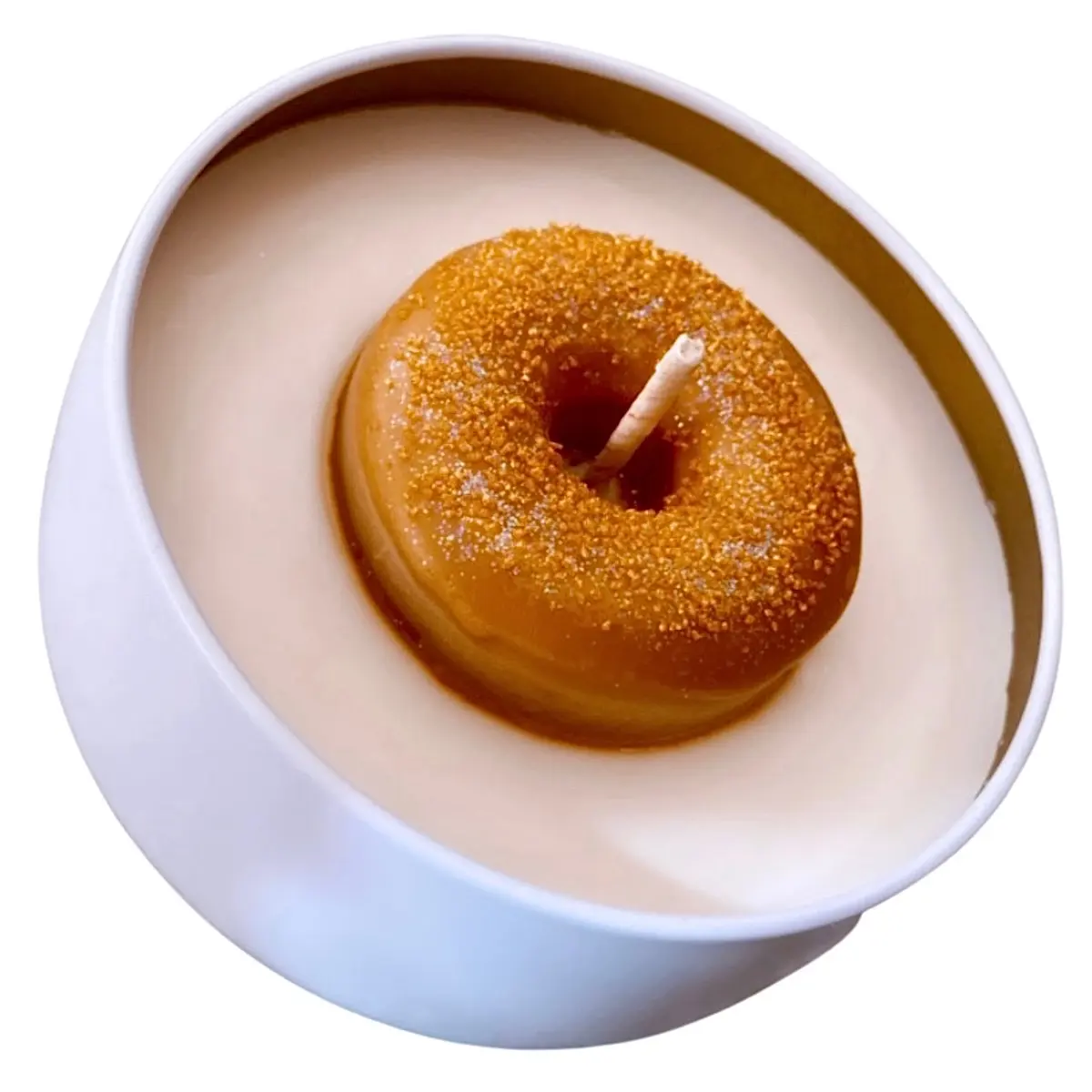 Spiced Donut Cinnamon Scented White Metal Holiday Winter Soy Candle (8 oz)