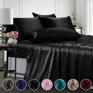 Luxury 4-Piece Smooth Satin Silk Sheet Set - Deep Pocket, Wrinkle & Fade Resistant for Ultimate Comfort and Style