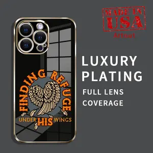 Electroplating Phone Case for iPhone 16 Pro Max 15 14 Plus 13 12 Mini 11 Promax X XS XR xsmax Divine Wings Pattern Classic Square Design Non Slip TPU Soft Shell for Boy