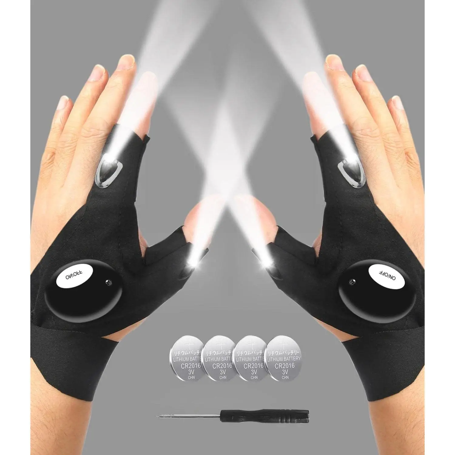 LED Flashlight Gloves for Men, Hands-Free Breathable Gadget with Adjustable Strap, Waterproof for Outdoor Hiking & Cycling - Cool Gifts for Dad, Mountain, Birthday, Husband