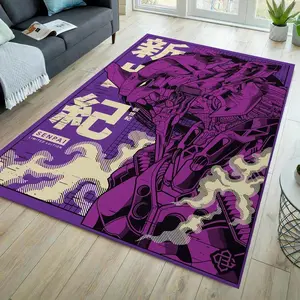 Anime rug, purple anime area rug, japanese rug, anime carpet, anime decor, japan art rug, manga art rug, cartoon rug, manga rug