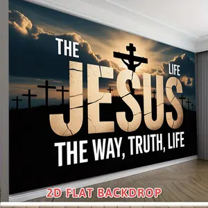 Jesus Cross Tapestry Faith Backdrop Religious Theme Wall Hanging Photography Background Spiritual Decor for Living Room Bedroom Indoor Outdoor Event Decoration
