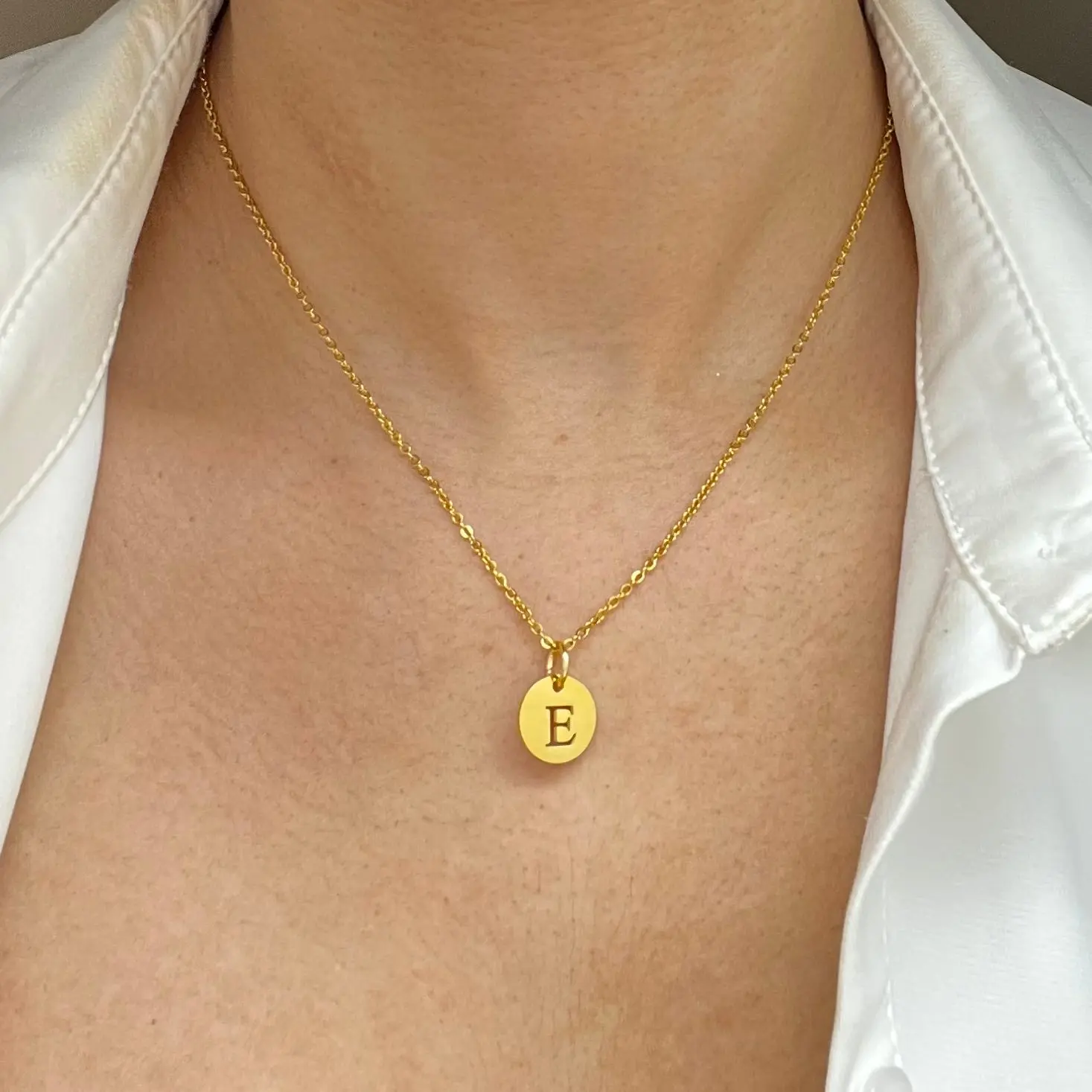 14k gold initial necklace, dainty initial necklace, gold disc necklace, personalized jewelry, best gift for her