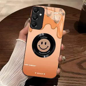 Cute Smile MagSafe Casing for Galaxy A15, Glitter Gradient Cellphone Cover with Lens Protection, Cute Aesthetic Smartphone Accessory