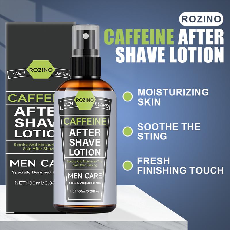 Rozino Caffeine After Shave Lotion - Post-Shaving Moisturizer for Men's Skin Care 100ml Soothe & Moisturize Skin After Shaving Essential Grooming Product