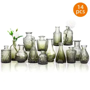 14/24/36 Glass Bud Vase Set, Small Vases For Flowers, Bud Vases For Centerpieces Flower Vases In Bulk For Rustic Wedding Decorations Vintage Look Home Table Decor, Buy More Save More! Wholesale Pricing For Florists, Small Businesses & Bulk Orders"