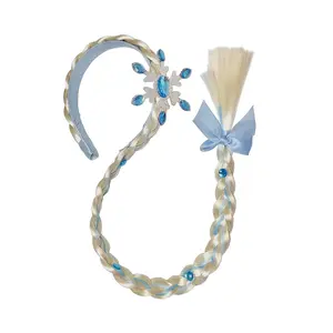 KF5-CPB001 Princess Dress up Wigs, Princess Rapunzel Long Braided Wig Headbands for Girls Cosplay Princess Hairpiece Costume Accessories