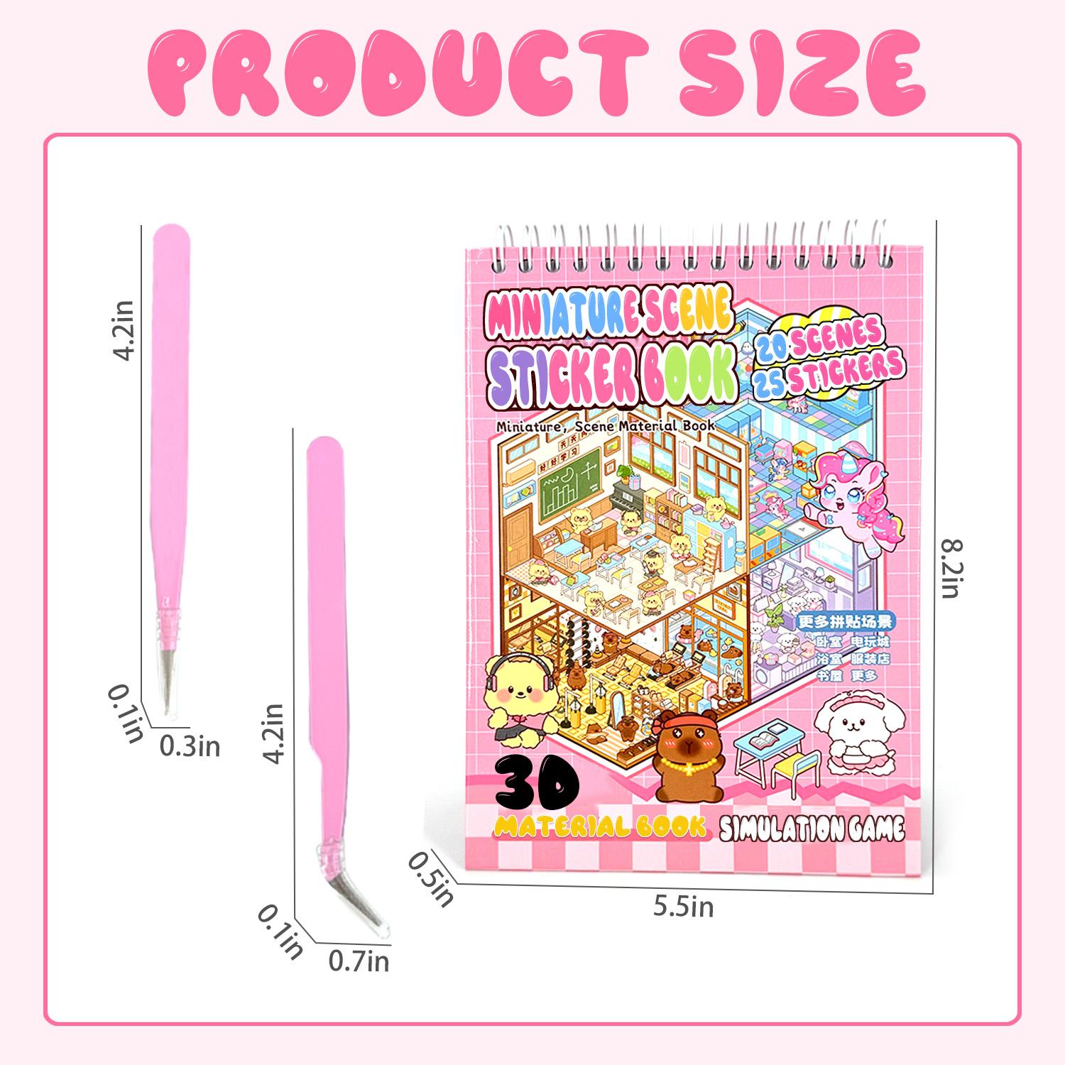 Miniature Scene Dly Sticker Book, 20 Sets DIY 3D Sticker Scene Sticker, Cute Cartoon Creative Sticker,  Make Your Own House Sticker for Scrapbooking & Journal Making