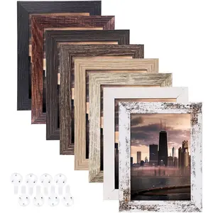 5x7 Picture Frames Set of 8, Rustic Picture Frames Multi Wood-Color,Vertical and Horizontal Formats for Wall Hanging and Tabletop Display,Perfect for Rustic Home & Office Decor