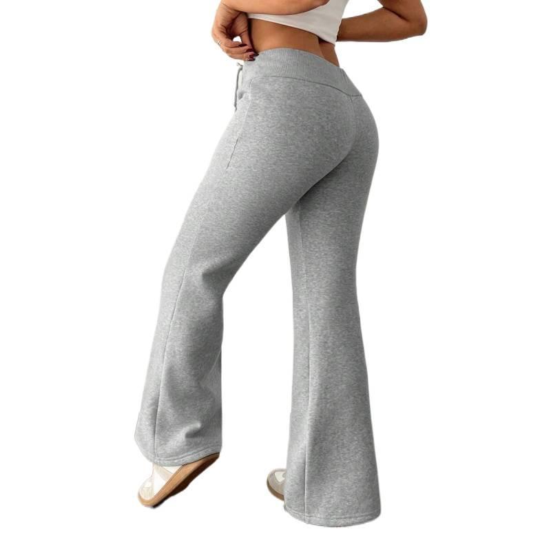 Yoga Thermal Lined Flared Sweatpants: Casual Low-Waist Drawstring Elastic Sports Pants for Fall & Winter no zippers musical fan hoodie juicy jeans Women's Crop Top and Skinny Pants Set winter clothes women jennifer body jacket japanese denim wide leg wing