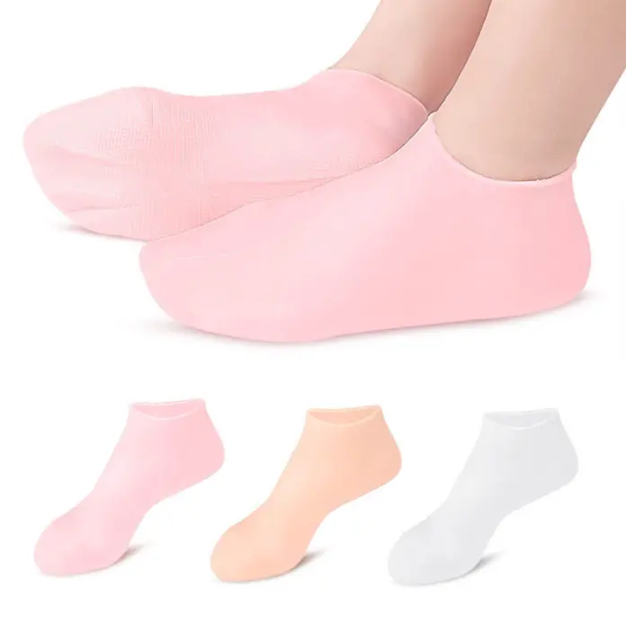 Silicone Gel Moisturizing Heel Socks, Exfoliating Foot Care Protector, Remove Callus Dead Skin, Relieve Pain for Dry Cracked Heels Home Pedicure Supplies