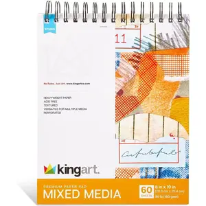 Mixed Media Sketchbook, 8×10″, 60 Sheets, 98 lb/160gsm Heavyweight Paper, Acid-Free, Spiral-Bound, Micro-Perforated, Ideal for Wet & Dry Media