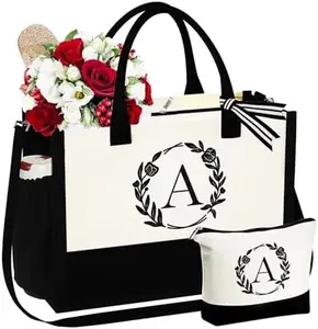 YOOLIFE Festive Gift Ideas for Women - Personalized Canvas Bag & Makeup Bag, Perfect for Mother's Day, Birthday, Girlfriend or Teacher