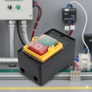 Waterproof Dustproof Emergency Stop Switch 10A 250V 380V High Current Push Button for CNC Machine Punch Press Bench Drill Cutting Machine Motor Power Control Corrosion Resistant Electric Tool Protective Button Kit Accessories