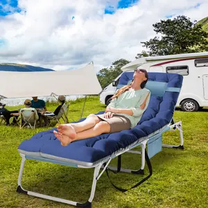 SLSY Oversized Face Down Tanning Chair with Face Arm Hole, Adjustable 5-Position Folding Lounge Chair with 2 Sided Cushion & Pillow, Folding Beach Chair, Folding Camping Cot Bed