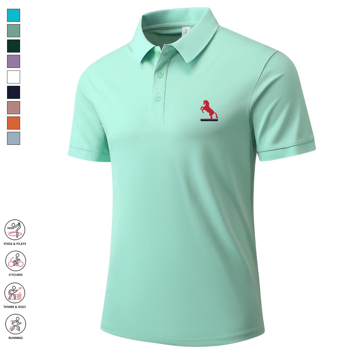 Men’s 7-Pack Summer Polo Shirts - Breathable, Sweat-Absorbing, Conservative, Front-Placket, Preppy, Short-Sleeve, Solid-Color, Regular-Fit Casual Sporty Apparel for Outdoor Activities, Everyday Wear, Conservative Polo Shirts, Front-Placket Polo Shirts