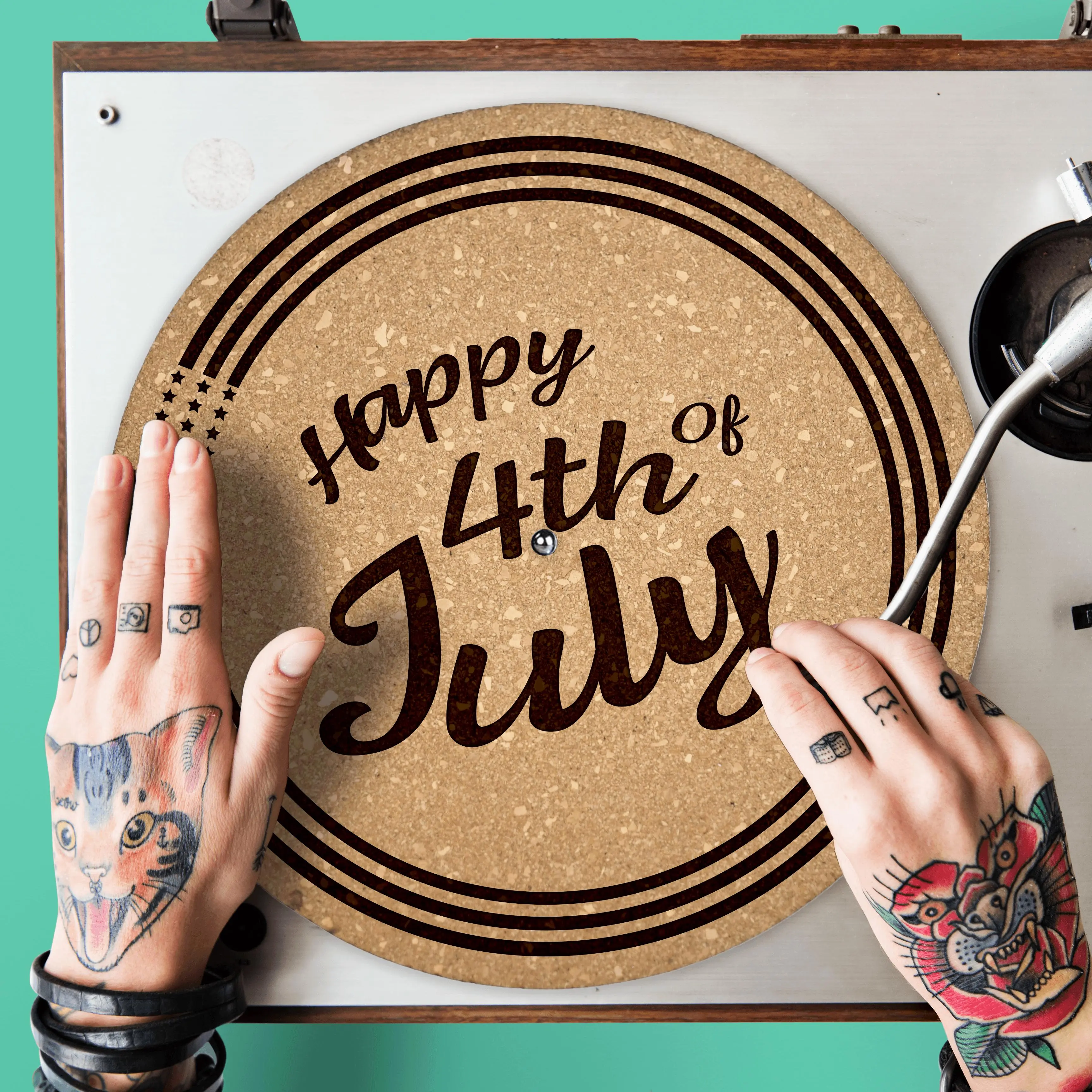 Fourth of July Turntable Slipmat - Audiophile-Grade Cork | Quetzal Studio