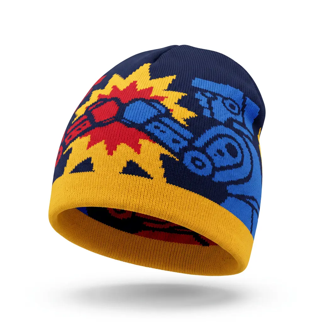 SockEm Robots Beanie, Retro Toy-Inspired Hat with Red or Blue Robot Design Options (Fashion Accessory)