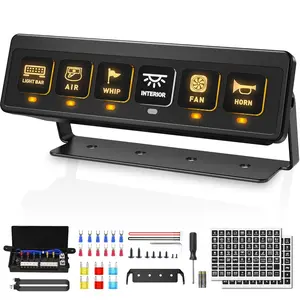 Wireless 6 Gang Switch Panel, Multifunctional Waterproof 12V Switch Panel, 80A Universal Relay Switch Box with 2 Light Memory Function & 6 Control Modes for Truck SUV UTV ATV Marine RV