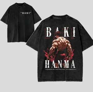 BAKI HANMA Anime Wash Tee, Anime Boxing Menswear Seamless Gift Fans, Gift For Anime Fans, Full Size, Full Color
