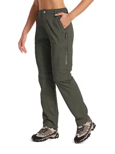 Women's Convertible Hiking Pants, Quick-Dry Elastic Lightweight Outdoor Fishing Travel Pants, Zipper Closure for Adventure