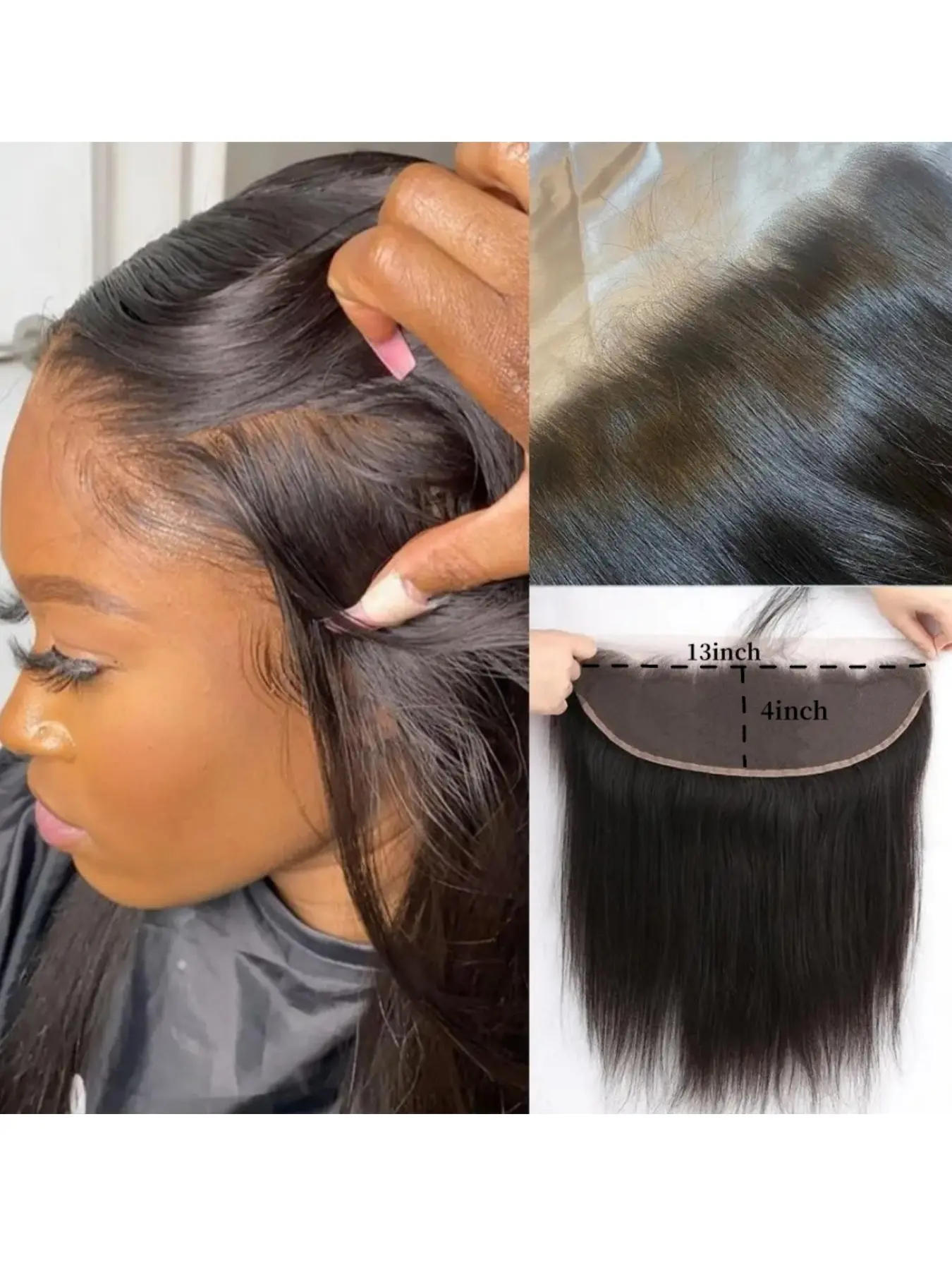 13x4 HD Lace Frontal Human Hair, Straight Human Hair Lace Frontal, Pre-Plucked Ear to Ear Lace Frontal Closure, Natural Look, Lace Frontal Wigs