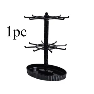 1pc 2-Tier Hanging Jewelry Display Rack, Plastic Storage Box, Large Capacity Accessory Organizer, Multi-Functional Desktop Showcase