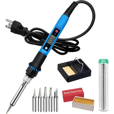 80W Pro Electric Soldering Iron, 110-120Volt Appliance with 3-Second Preheating, 10s Solder Temp, 896°F Range, Thermocouple Digital Temp Control, Anti-Scalding Handle, Auto Sleep, Overheat Protection, ℃/°F Quick Switch for Weld PCBs, DIY, Jewelry Making