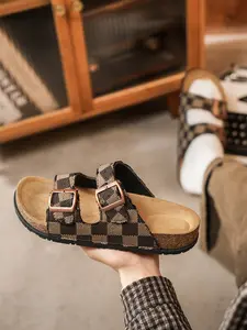 Women's Boho Style Slip-On Mules, High-End Woven Material, Comfortable Casual Vintage Shoes for All Seasons, Fashionable Patchwork Design, Footwear