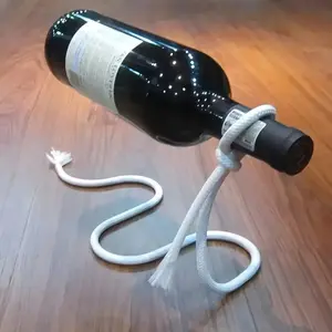 Stainless Steel Magic Suspending Rope Wine Holder, Floating Illusion Serpentine Bottle Rack, Creative Home Bar Decor, Novelty Gift