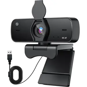 4K Webcam for PC with Dual Microphoes, Autofocus USB Camera with  Cover ad Auto Light Correctio, Plug ad Play for Laptop, , Zoom, Teams, Video Calls ad Streamig