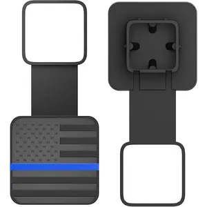 2 Inch Trailer Hitch Cover with American Flag, Metal Trailer Hitch Cover Fit for 2 Inch Hitch Receivers Class 3 4 5,2'' Rubber Hitch Tube Cover Plug Cap
