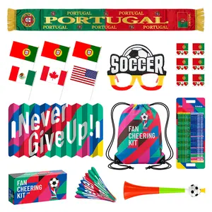 Fan Cheering Kit - Includes Flags Scarf Glasses Drawstring Bag Schedule and More for Sports Events Theme  PORTUGAL