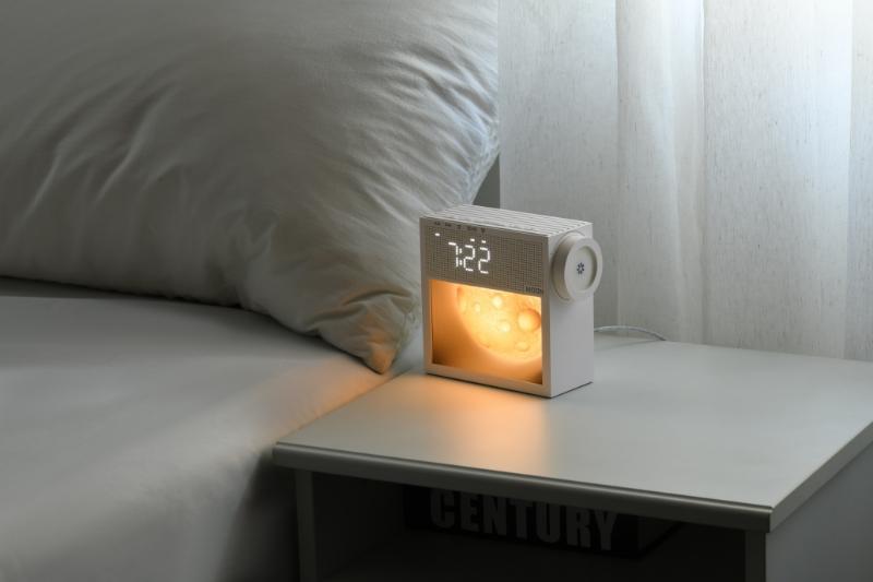summerwins Multifunctional USB-Powered Bedside Alarm Clock - Car Interior Accessory Decor, 3D Moon Shape Night Light, 20 White Noise Sleep Aid for Adults, Dimmable Warm Light, Dual Alarm & Snooze, Comfortable Sound Machine, 1×User Manual