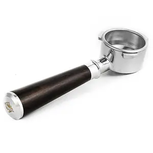CrossCreek 54mm Espresso Bottomless Portafilter with 3 Ear | Fits 54mm Breville/Sage Barista Espresso Machine | Stainless Steel Basket and Solid Wood / Walnut Handle | Espresso Accessories
