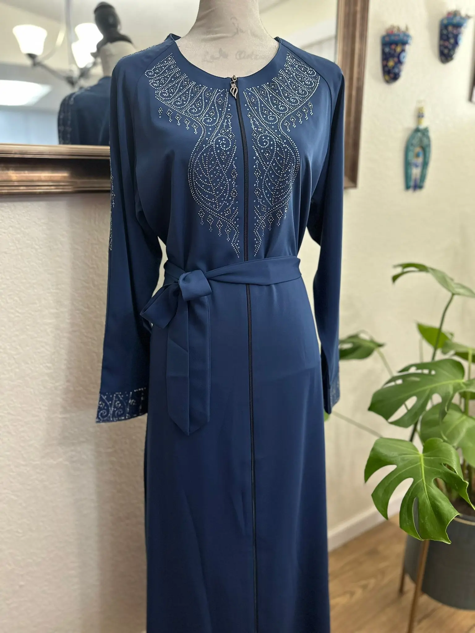 Tayff Women's Embroidered Abaya - Long, Refined, Subtle Crystalized, Understated Glamour - Traditional Arabic Ceremonial Dress for Ramadan, Eid, Gifting for Her, Long Abaya, Refined Abaya