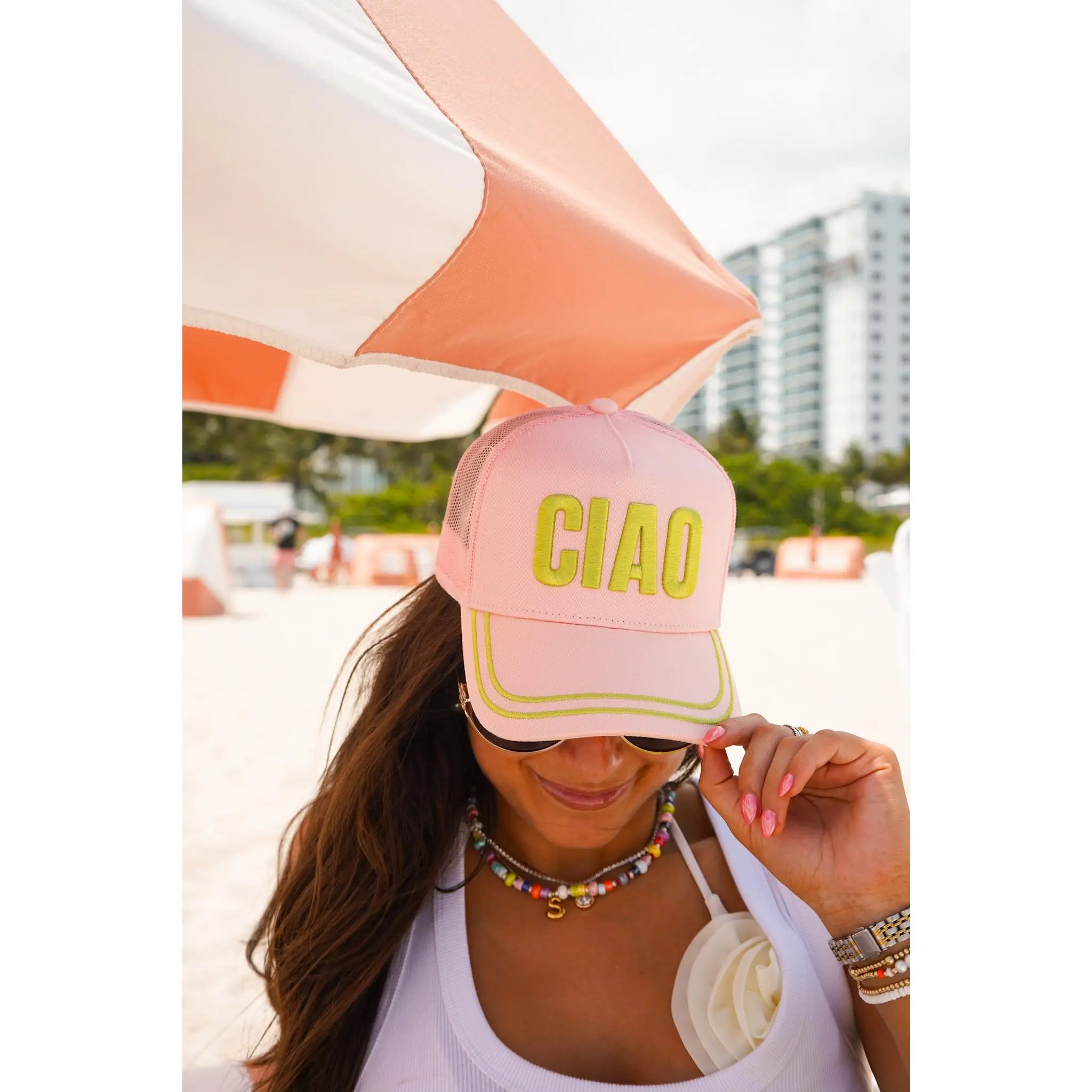 Ciao - Pink Canvas Trucker Hat