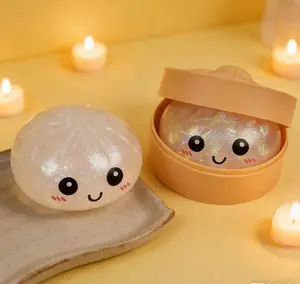 2026 New Glitter Dumpling Squishy with Steamer Box, Soft Sensory Fidget Steamed Bun Squeeze Tool for Adult Stress & Anxiety Relief,