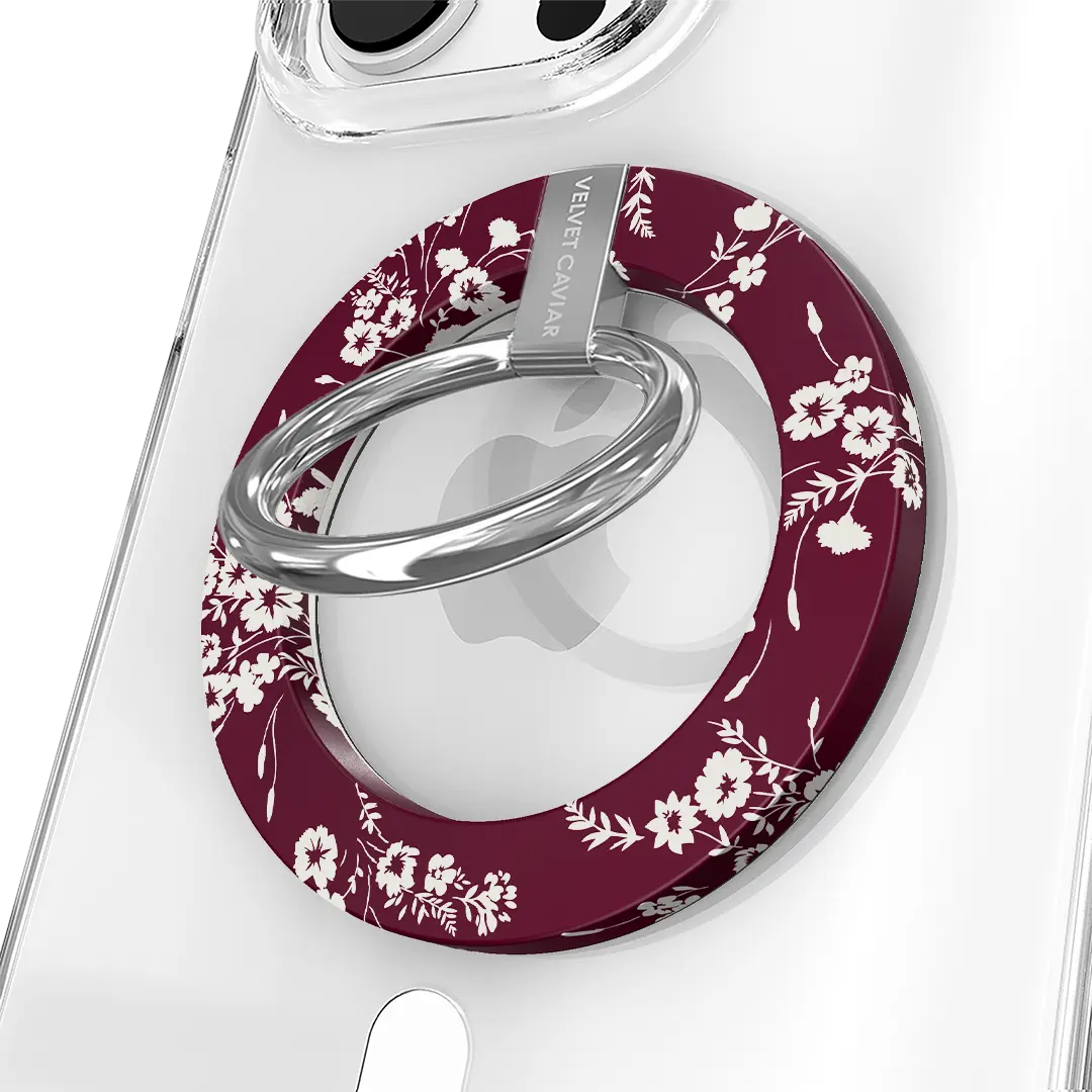 French Burgundy Floral MagSafe Grip Ring