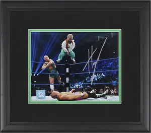 Hornswoggle WWE Framed Autographed 8" x 10" Top Rope Dive Photograph - Fanatics Authentic Certified