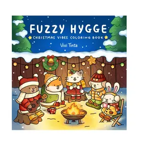 Fuzzy Hygge: Christmas Vibes Coloring Book for Adults & Teens Featuring Cozy Festive Holiday Winter Scenes with Adorable Animals Characters Coloring