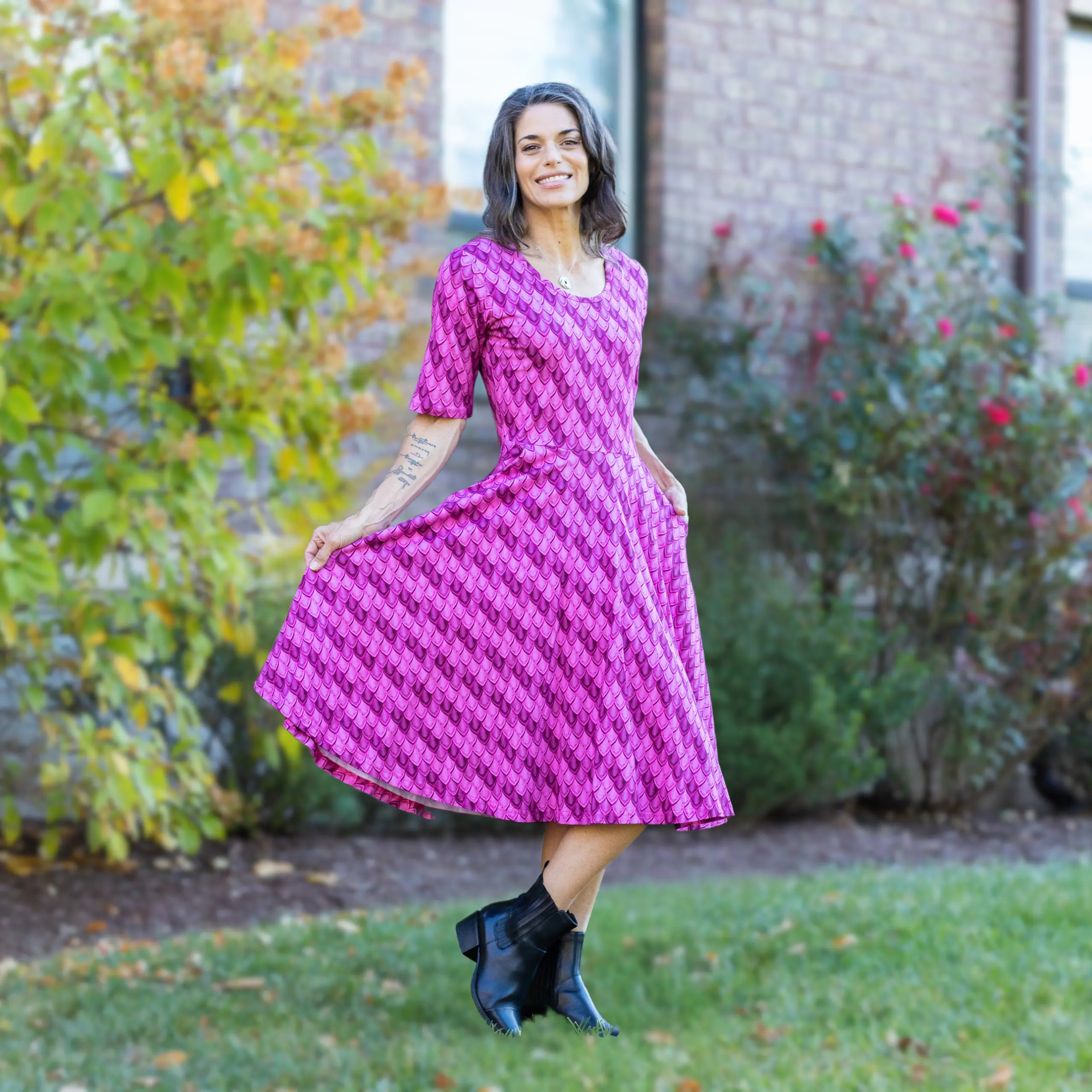 Dragon Scales Twirl Dress with Pockets