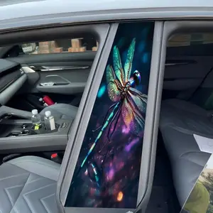 Vibrant Dragonfly Car Window Sticker, Self-Adhesive Waterproof Scratch-Resistant PVC Column Decal, Colorful Wings Design for Glass Metal Plastic Ceramic Wood Surfaces