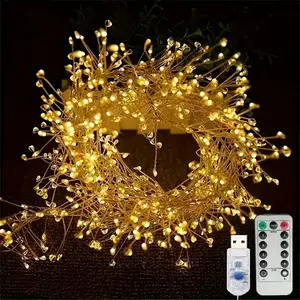 Indoor Christmas LED Firecracker Fairy String Lights, LED Holiday Lights, 8 Flashing Modes, with Remote Control, 50pcs/100pcs LED Fairy Lights, Suitable for Wedding, Party, Bedroom Decoration, Party Lighting Decoration