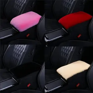 1pc Plush Car Armrest Cushion Pad, Winter New Thick Colorful Soft Interior Central Console Cover, Random Color, Automotive Accessories