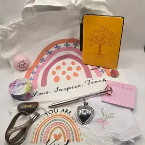 Teacher Survival Kit Relaxation Set | Self-Care Gift for Teachers | Rainbow Canvas Tote Stress Relief Bundle