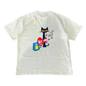 Pete the Cat Playing Guitar Shirt, Baby Tee Graphic Shirt, MW Unisex Shirt Menswear Top Novelty Graphic T Shirt funny tshirt Undershirts Tees Casual Streetwear Classic Plain Men's Women Cotton Moisture Wicking Short Sleeve Crew Neck