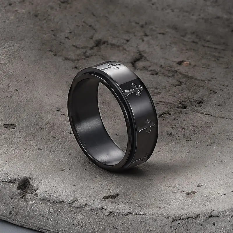 GTHIC Simple Cross Stainless Steel Rotatable Spinner Fidget Ring - Exquisite Trendy Stress Relief Anxiety Ring for Adults, Daily Wear, Girlfriend Birthday Gift Jewelry Accessory, Exquisite Trendy Ring, Rotatable Ring
