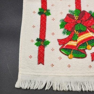 Cannon Terry Kitchen Towel Christmas Bells Ribbon Holiday Tea Dish Cloth 24" USA