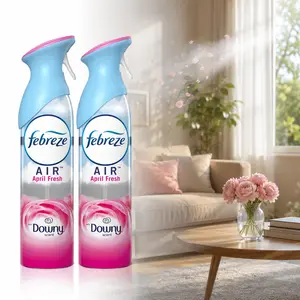 Febreze Air Freshener Spray Downy April Fresh 8.8oz,laundry fresh fragrance,softener scent,room deodorizer,bad smell control,upright can,daily air care,bedroom,closet,entryway,hallway,mudroom,trash area,pet area,smoke smell,cooking smells,musty air,den,RV
